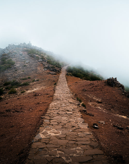 gravel walkway on mountain ridge