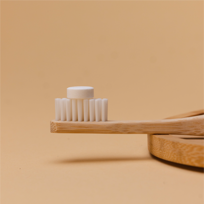 biodegradable bamboo toothbrushes, close up of bamboo toothbrush